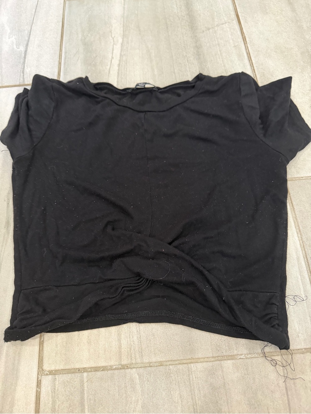 Black Women's Twisted Front Crop Top -
